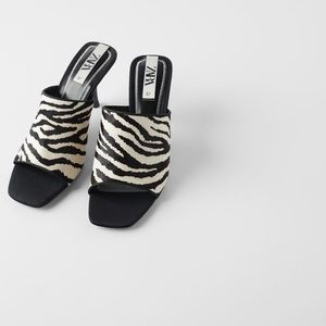 NWT Zara animal print leather sandals